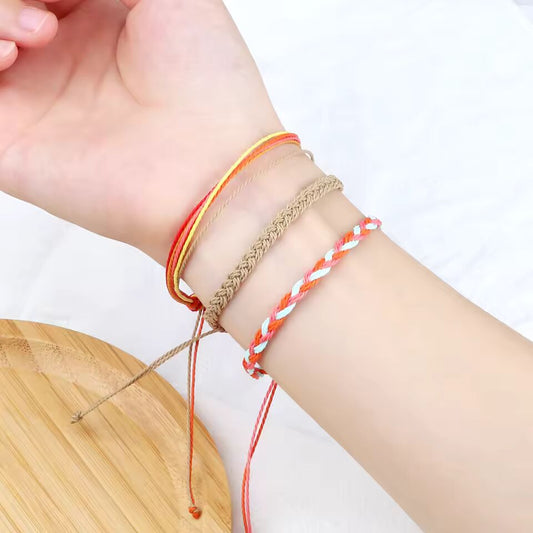 Classic Handmade Braided Bracelets for Women Men Pure Color Waxed Thread Braid Wristband Charm Bracelet Adjustable Jewelry Gifts